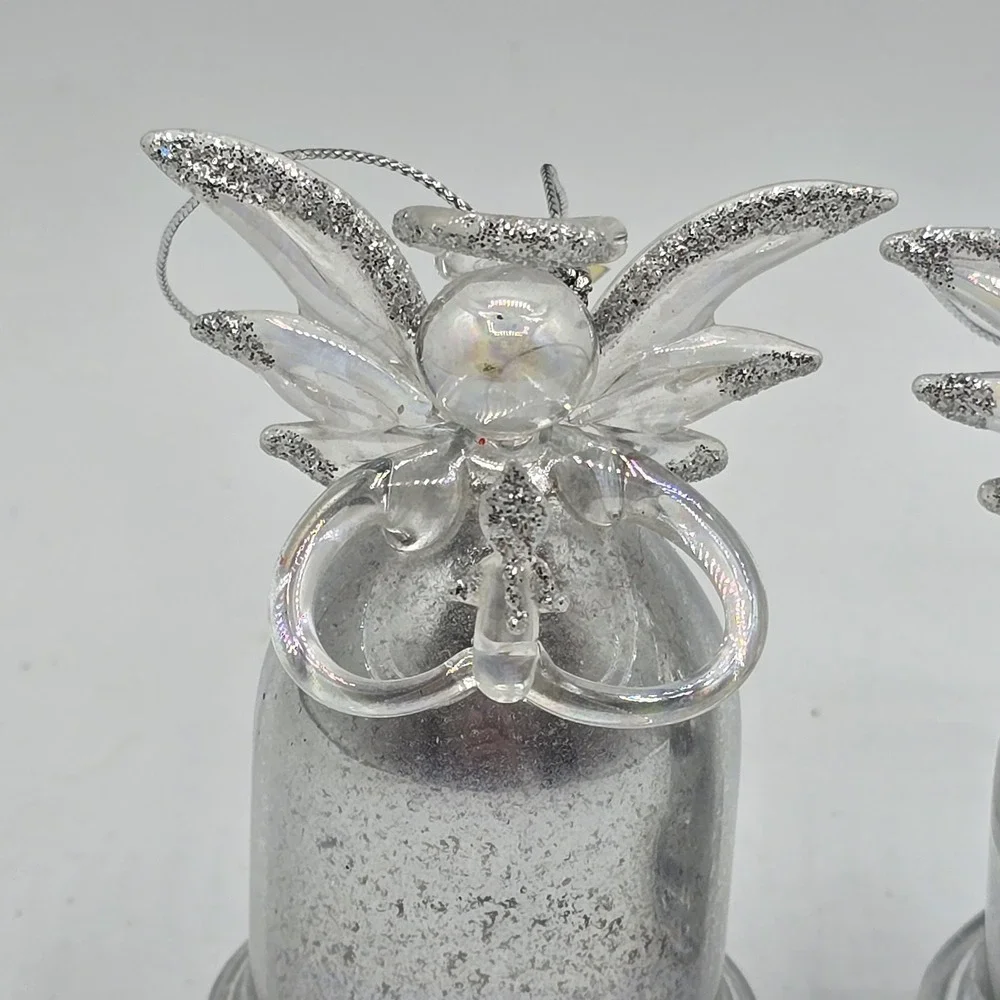 Vintage Glass Angel Ornaments Hand Blown Glass‎ Christmas Ornaments Set Of 2